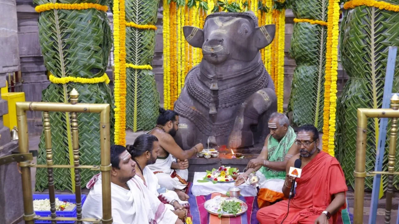 శ్రీశైలంలో   నందీశ్వరస్వామికి పూజ 