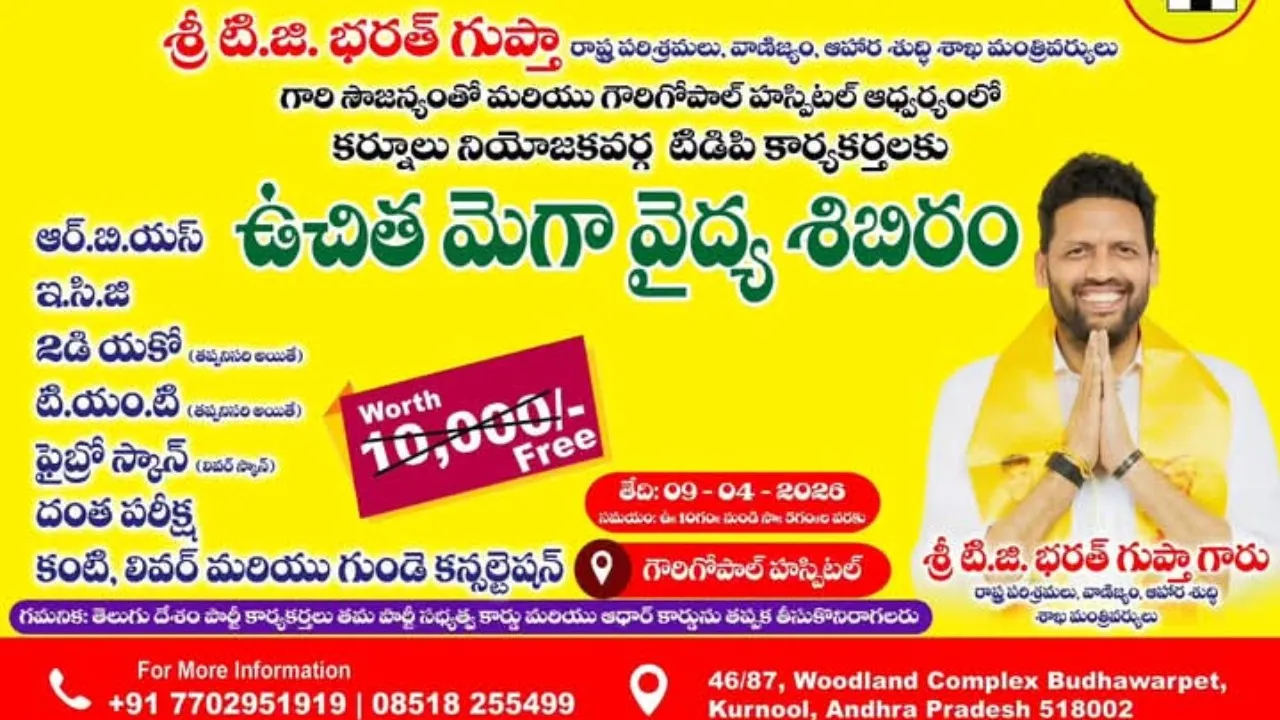 గౌరిగోపాల్ హాస్పిటల్ లో ఉచిత మెగా వైద్య శిబిరం