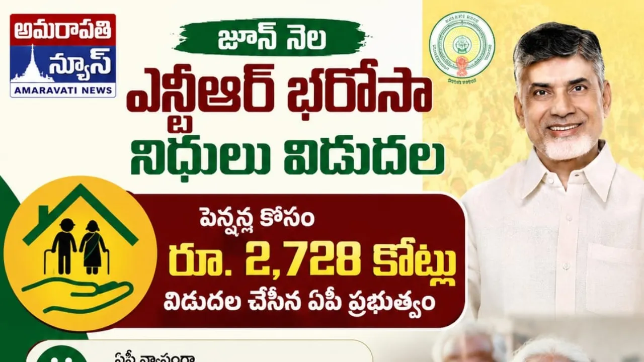 జూన్ నెల ఎన్టీఆర్ భరోసా పెన్షన్ల విడుదల.. రూ. 2,728 కోట్లు మంజూరు చేసిన ఏపీ ప్రభుత్వం