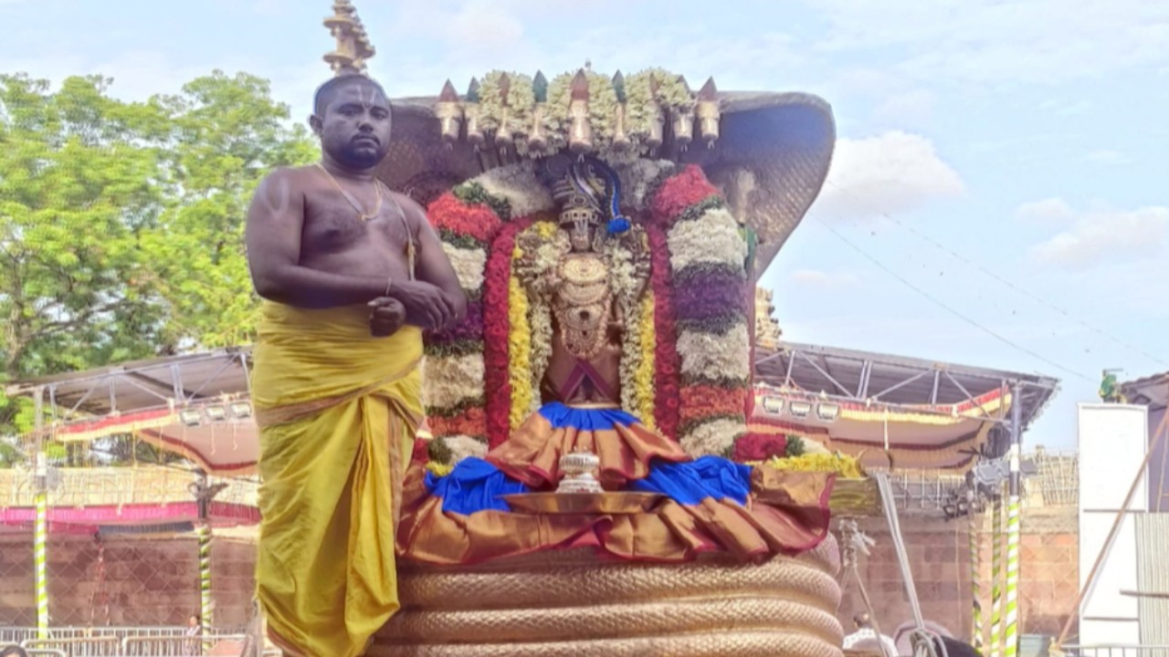 శేషవాహనంపై భక్తులకు దివ్య దర్శనమిచ్చిన సౌమ్యనాథస్వామి