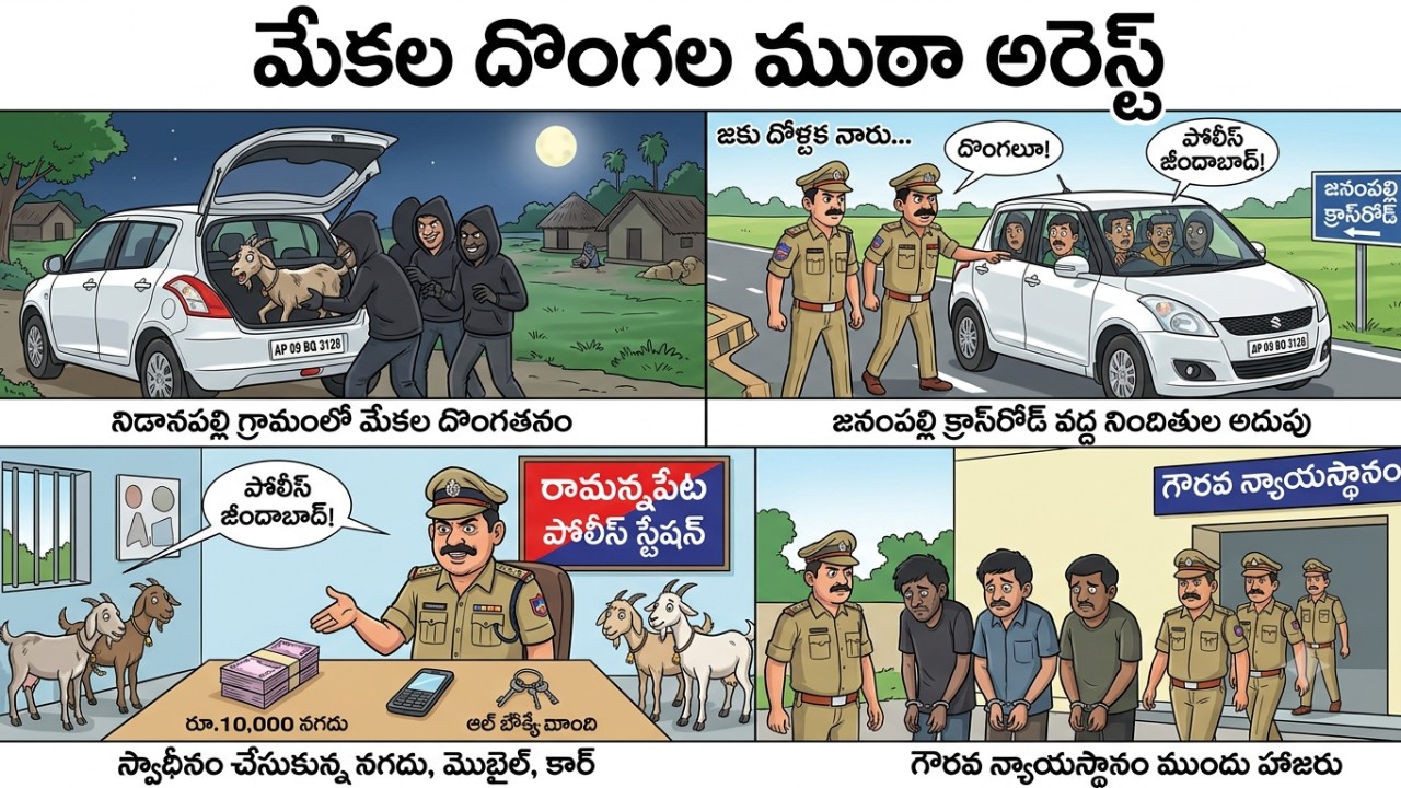 మేకల దొంగతనాలకు పాల్పడుతున్న ముఠా అరెస్ట్