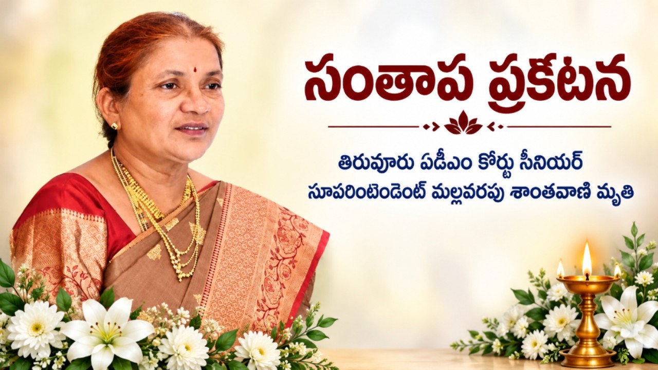 తిరువూరు ఏడీఎం కోర్టు సీనియర్ సూపరింటెండెంట్ మల్లవరపు శాంతవాణి మృతి